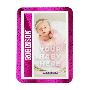 Baby's erste Baseballkarte Pink Mesh Magnet