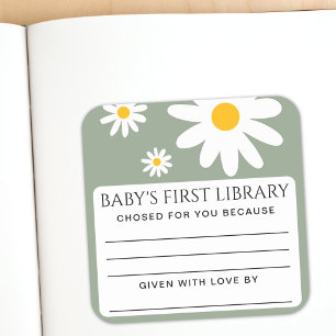 Baby's erste Bibliotheks-Baby-Party Quadratischer Aufkleber