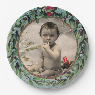 BABYS ERSTE CHRISTMAS MISTLETOES FOTOVORLAGE PAPPTELLER