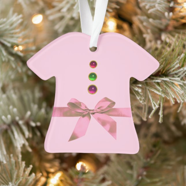 BABY'S ERSTE CHRISTMAS Pink Ribbon Baby Girl Ornament (Baum)