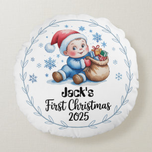 Babys Erste Weihnachten 2025 Runde Kissen - bestel