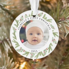Babys erste Weihnachten 2 Fotos Grüne Ornament