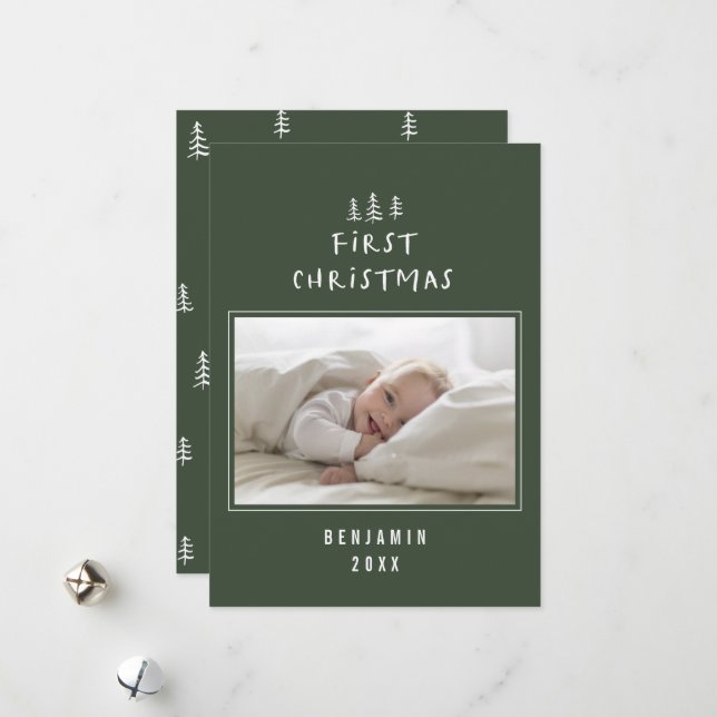 Babys erste Weihnachten elegant gezeichnet Baum Fo (Vorderseite/Rückseite Beispiel)