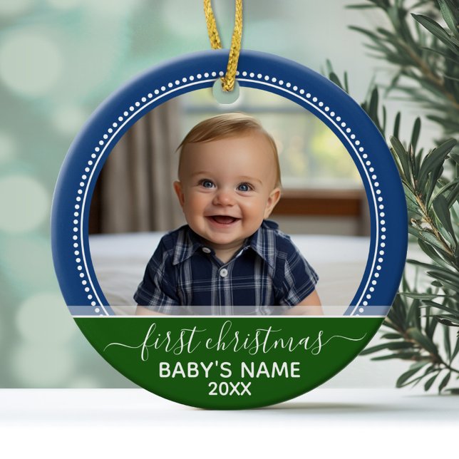 Babys Erste Weihnachten Keramikornament (Personalized ceramic photo ornament)