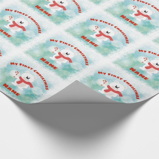 Babys Erste Weihnachtsfeier GIFTWRAP Personalisier Geschenkpapier (Ecke)