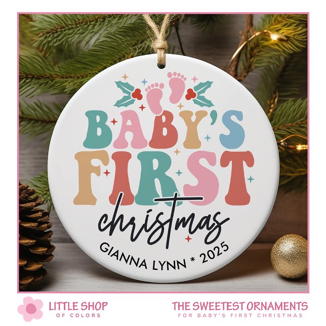 Babys Erste Weihnachtsfeier Maßgeschneidertes Foto Keramik Ornament (Von Creator hochgeladen)