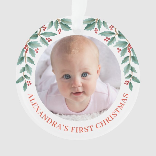 Babys Erste Weihnachtsfeier Rose Ornament (Vorderseite)
