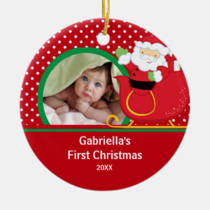 Babys erste WeihnachtsFoto-Verzierung Sankt Keramikornament