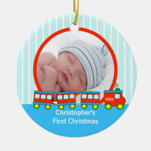 Babys erste WeihnachtsFoto-Verzierungs-Züge Keramik Ornament