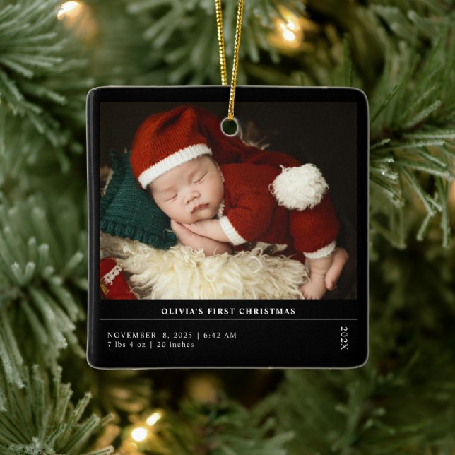 Babys Erste Weihnachtsgeburt Ankündigung Keramikornament (Baum)