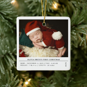 Babys Erste Weihnachtsgeburt Ankündigung Keramikornament