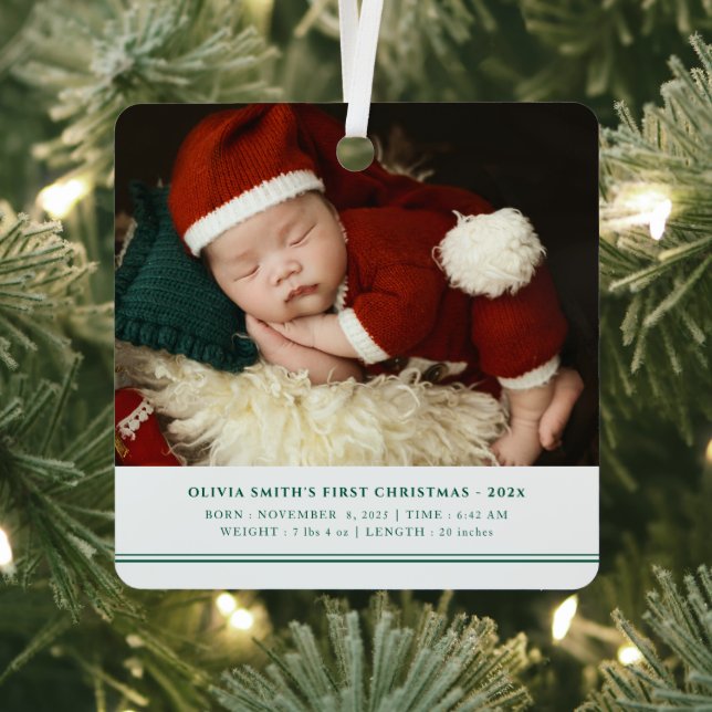 Babys Erste Weihnachtsgeburt Ankündigung Ornament Aus Metall (InSitu)