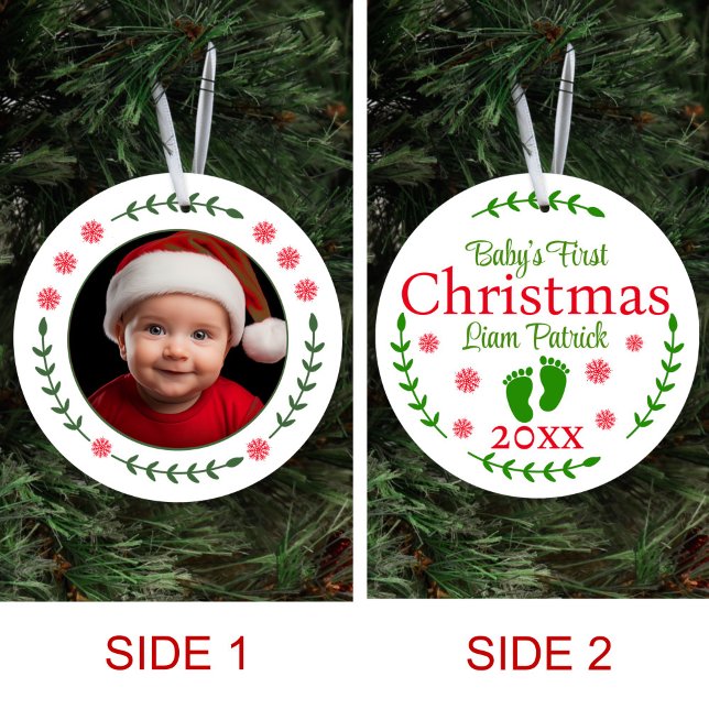 Babys Erste Weihnachtszeit Foto Rote Schneeflocke  Keramik Ornament (Von Creator hochgeladen)