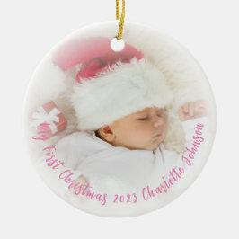 Babys Erste Weihnachtszeit Rosa Foto Overlay Ornam Keramik Ornament