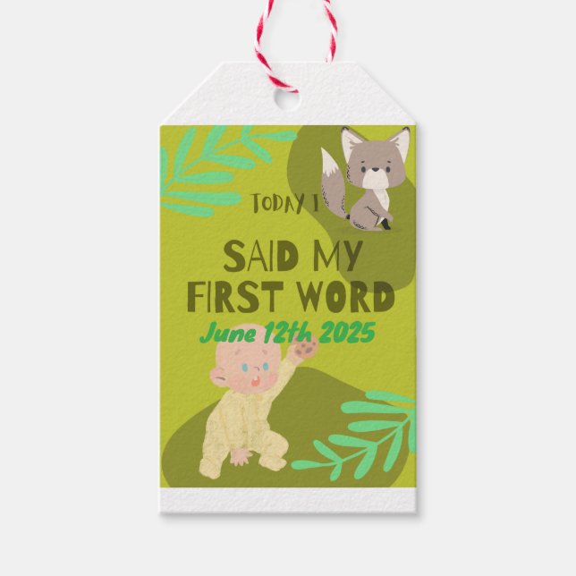 Babys erste Worte Geschenkanhänger (Vorderseite)
