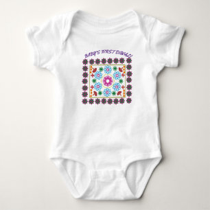 BABYS ERSTER DIWALI RANGOLI BABY BODYSUIT STRAMPLER