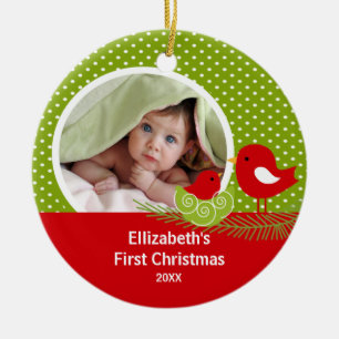 Babys erster WeihnachtsFoto-Verzierungs-Baby-Vogel Keramikornament