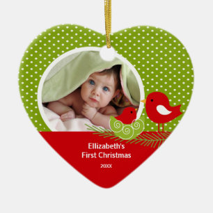 Babys erster WeihnachtsFoto-Verzierungs-Baby-Vogel Keramikornament