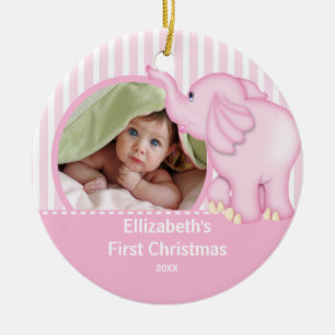 Babys erster WeihnachtsFoto-Verzierungs-Elefant Keramikornament