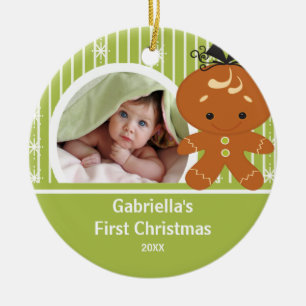 Babys erster WeihnachtsFoto-Verzierungs-Lebkuchen Keramik Ornament