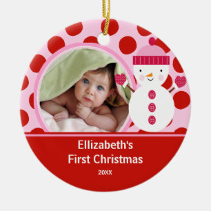 Babys erster WeihnachtsFoto-VerzierungSnowman Keramik Ornament