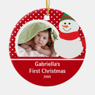 Babys erster WeihnachtsFoto-VerzierungSnowman Keramikornament
