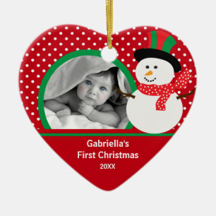 Babys erster WeihnachtsFoto-VerzierungSnowman Keramikornament