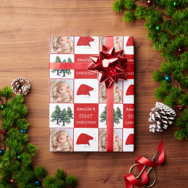 Baby's erstes Foto für die Weihnachtsschnee-Weihna Geschenkpapier (Feiertagsgeschenk)