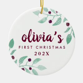 Babys erstes Foto mit Wasserfarben Keramik Ornament