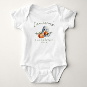 Baby's erstes Halloween benutzerdefinierter Name G Baby Strampler