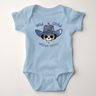 Baby's erstes Halloween, Skelett Cowboy Wild Child Baby Strampler