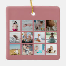 Babys erstes Jahr Foto Collage Geburtsstunde rosa