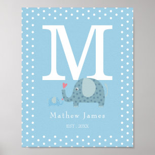 Babys Erstes Monogramm Kinderzimmer Poster