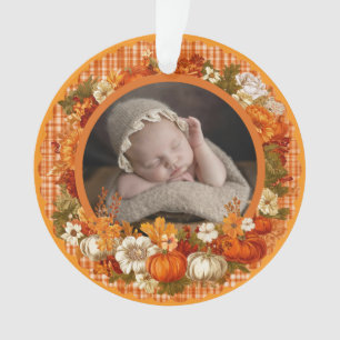 Baby's erstes Thanksgiving Herbst-Blumen-Foto Ornament
