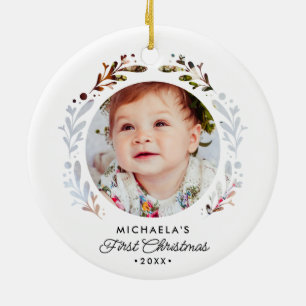 Baby's erstes Weihnachten 2-Foto-Ausschnitt Einfac Keramik Ornament
