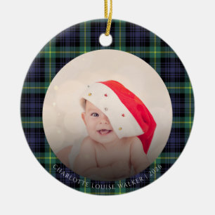 Babys erstes Weihnachten 2 Fotos Tartan Keramik Ornament