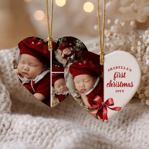 Baby's erstes Weihnachten 4 Foto Wasserfarbe roter Keramik Ornament