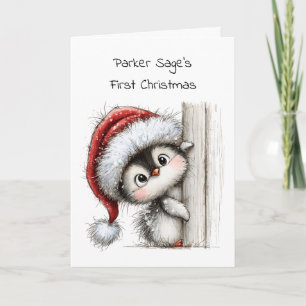 Baby's erstes Weihnachten, Baby Pinguin, schwarzer Karte