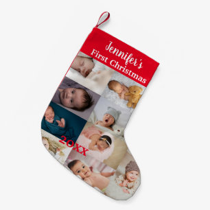 Baby's erstes Weihnachten benutzerdefinierte Foto- Kleiner Weihnachtsstrumpf