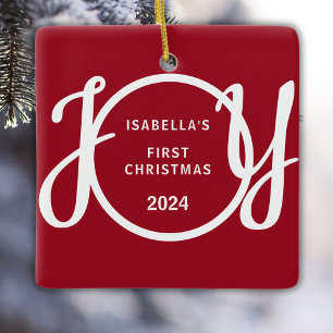 Baby's erstes Weihnachten Benutzerdefinierter Name Keramikornament