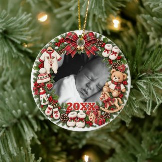 Baby's erstes Weihnachten benutzerdefiniertes Foto Keramik Ornament