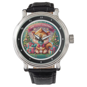 Baby's erstes Weihnachten Eichhörnchen auf einem D Armbanduhr