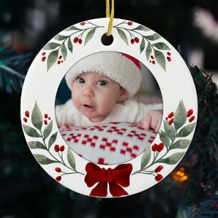 Baby's erstes Weihnachten Florales benutzerdefinie Keramik Ornament