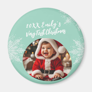 Baby's erstes Weihnachten personalisiertes Foto Magnet