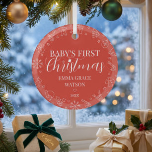 Baby's erstes Weihnachten personalisiertes Namensa Ornament Aus Glas