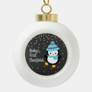 Baby's erstes Weihnachten Pinguin Tafel  Keramik Kugel-Ornament
