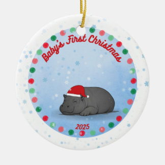Baby's erstes Weihnachten - Porzellan Nilpferd-Orn Keramik Ornament