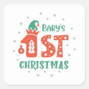 Baby's erstes Weihnachten Quadratischer Aufkleber