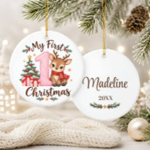 Baby's erstes Weihnachten rosa Rentier-Ornament