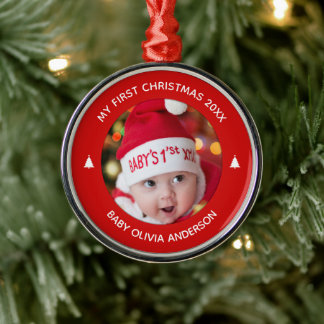 Baby's erstes Weihnachten Roter individueller Erin Ornament Aus Metall